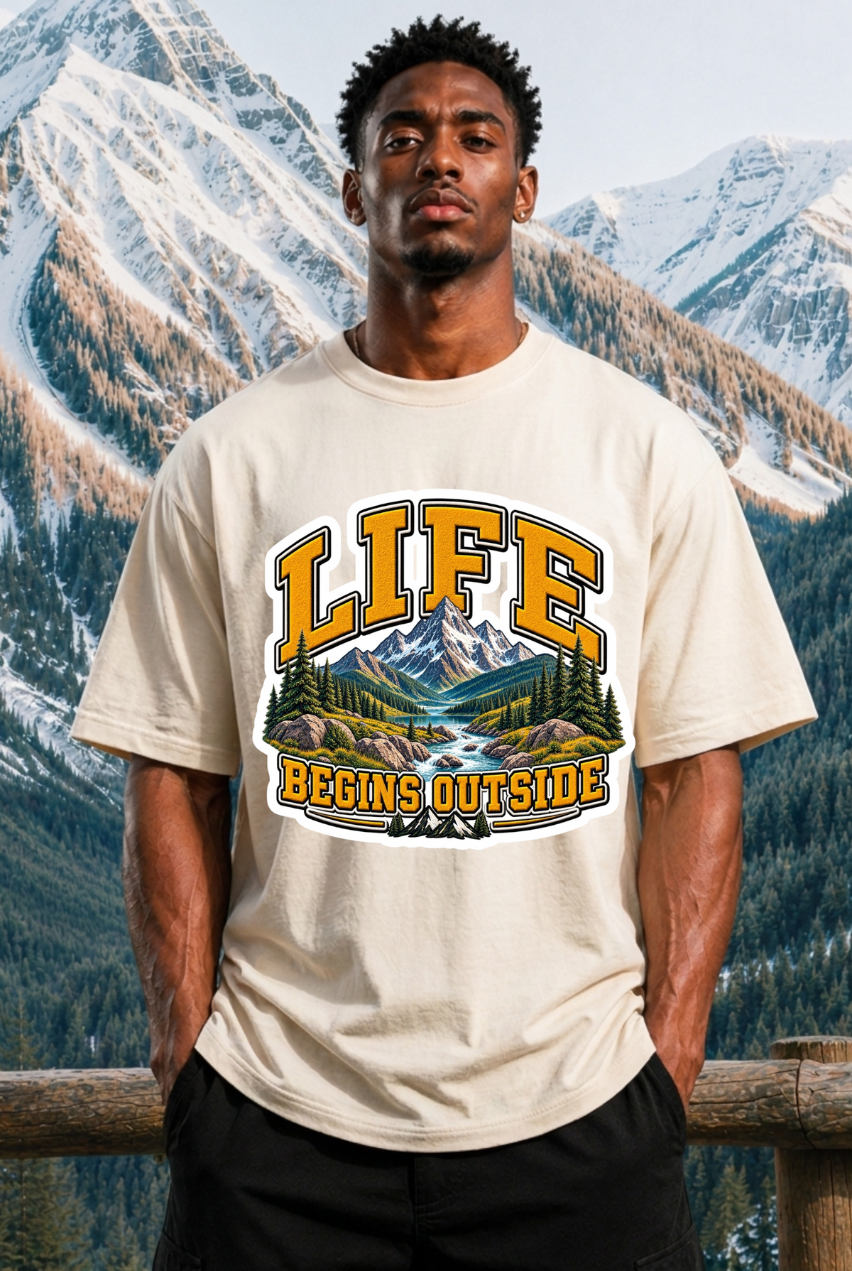 LIFE BEGINS OUTSIDE - OVERSIZED SHIRT